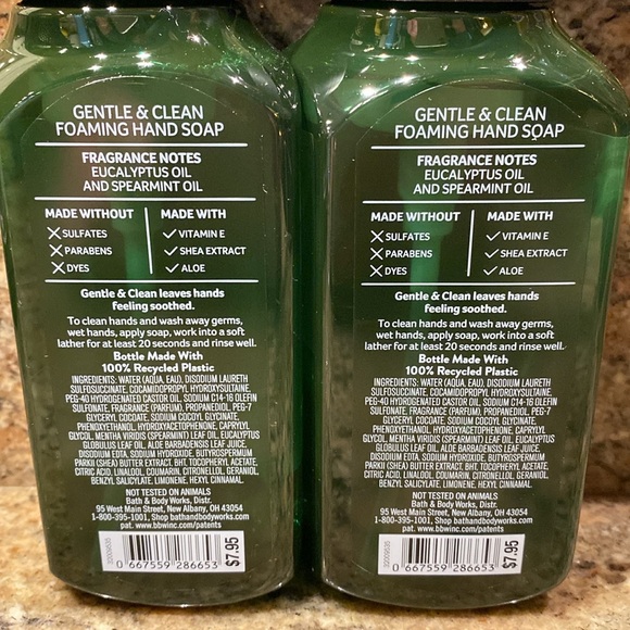 Two “EUCALYPTUS+SPEARMINT” BBW 8.75 fl oz, Gentle & Clean Foaming Hand Soap, NWT - Picture 5 of 5